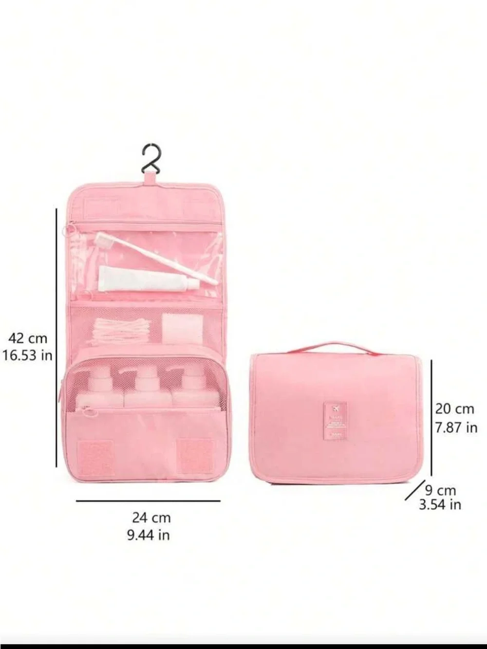 Pink Hanging Travel Toiletry Organizer Bag